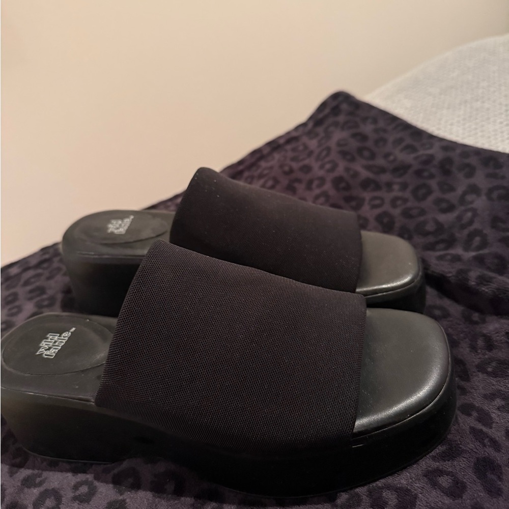 Black Platform Mules